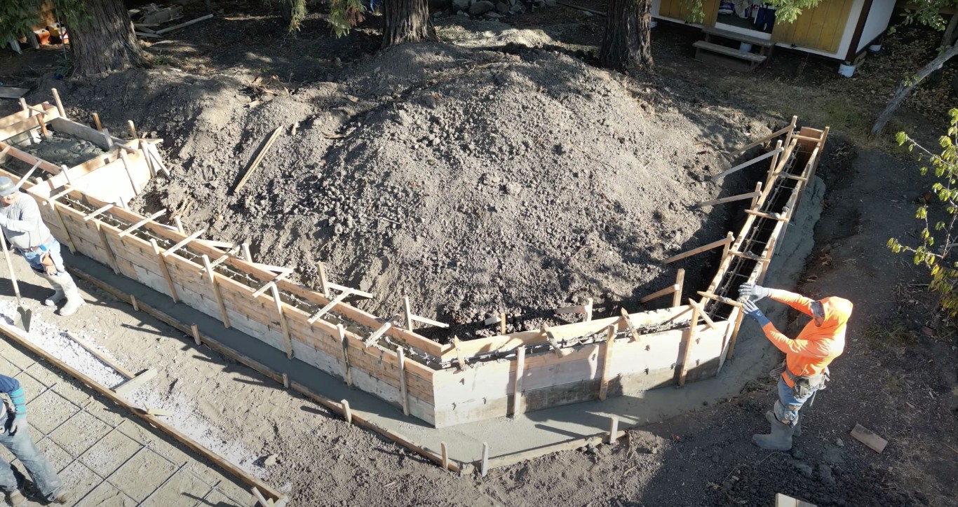 Concrete foundation and footing preparation in Chico, California